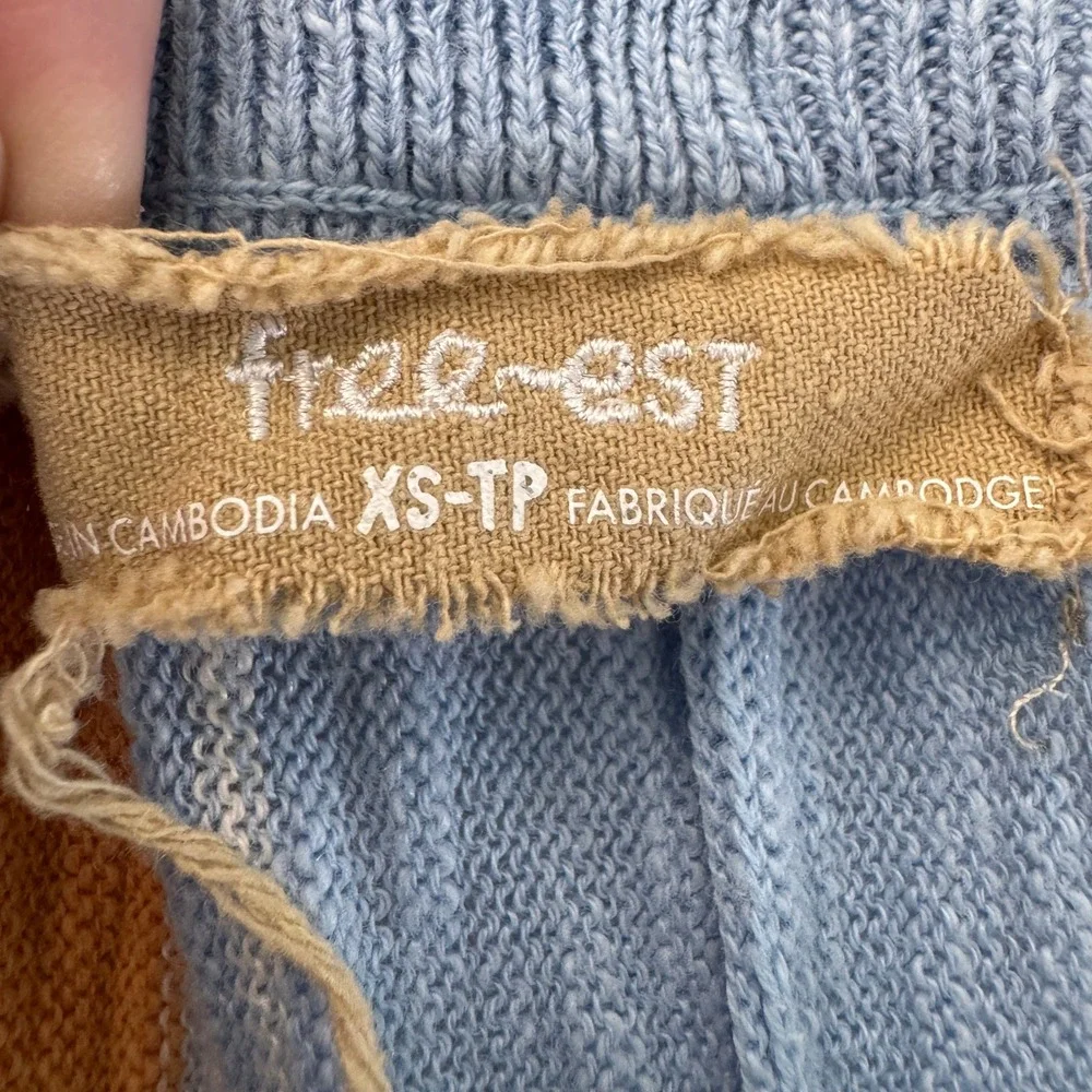 Free People Free-est Knit Striped Short XS Blue Orange Coastal Beach Boho Summer